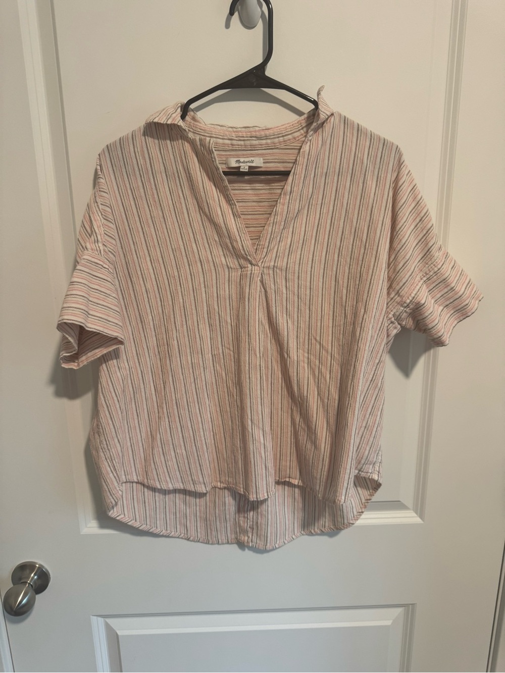 Madewell Pink Stripe Short-Sleeve Tunic
